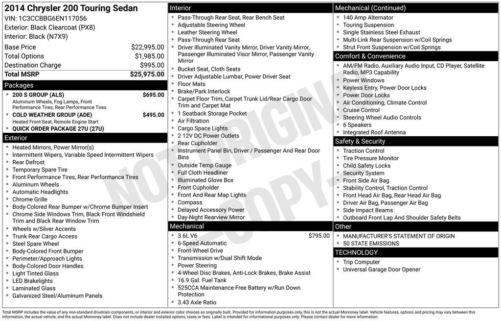 2014 Chrysler 200 Touring