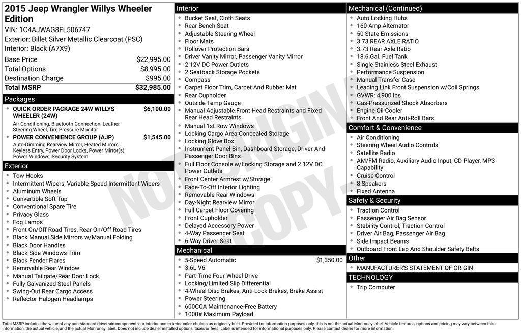 2015 Jeep Wrangler Willys Wheeler
