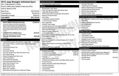 2015 Jeep Wrangler Unlimited Sport