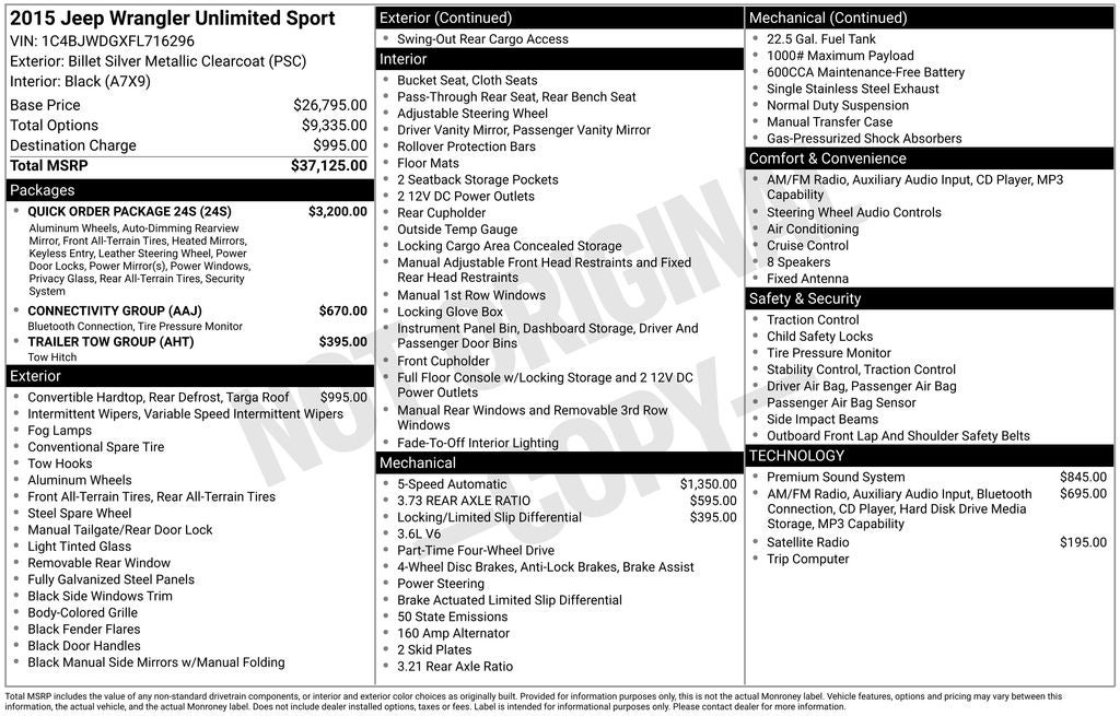 2015 Jeep Wrangler Unlimited Sport