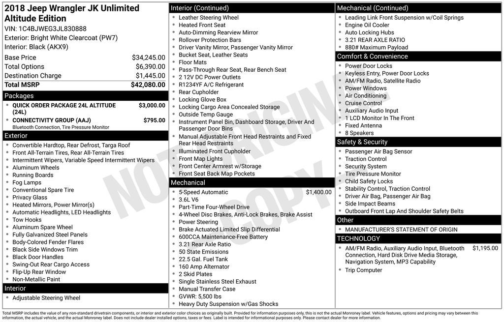 2018 Jeep Wrangler JK Unlimited Altitude
