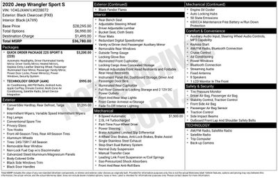 2020 Jeep Wrangler Sport S