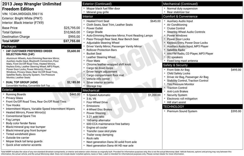 2013 Jeep Wrangler Unlimited Freedom Edition
