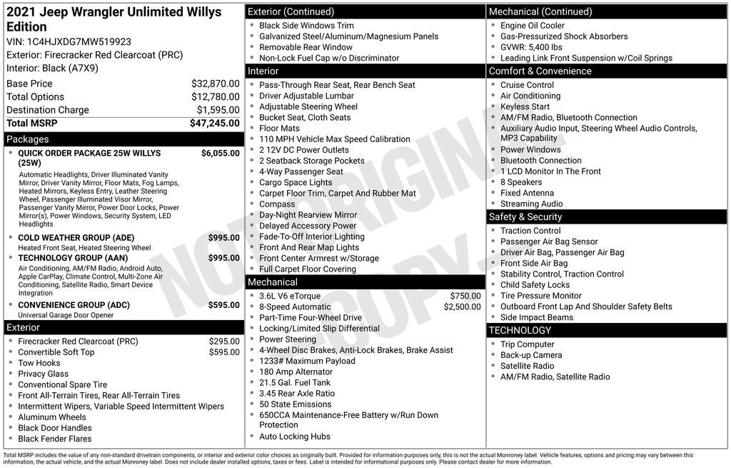 2021 Jeep Wrangler Unlimited Willys