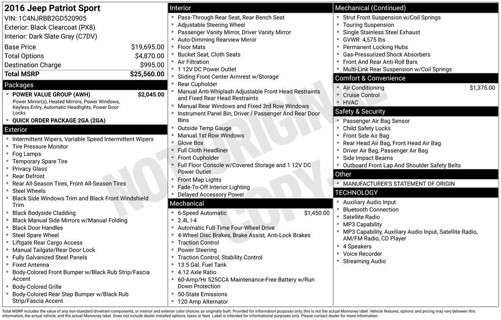 2016 Jeep Patriot Sport