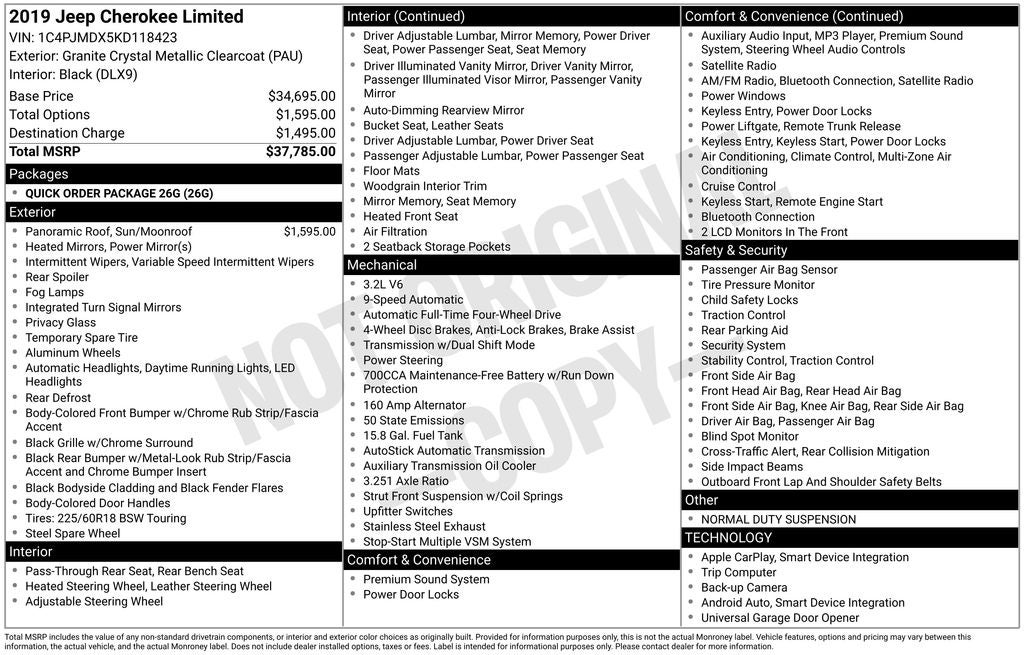 Used 2019 Jeep Cherokee Limited with VIN 1C4PJMDX5KD118423 for sale in Woodville, OH