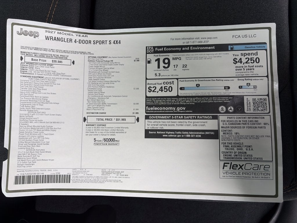 2027 Jeep Wrangler Sport S