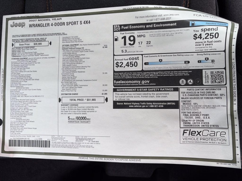 2027 Jeep Wrangler Sport S