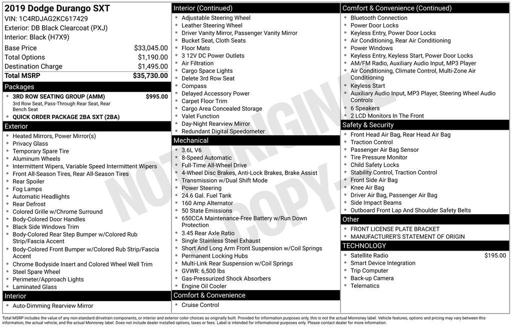 2019 Dodge Durango SXT