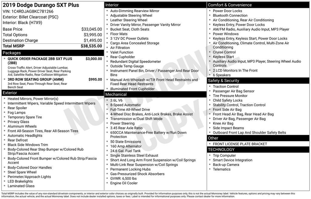 2019 Dodge Durango SXT Plus