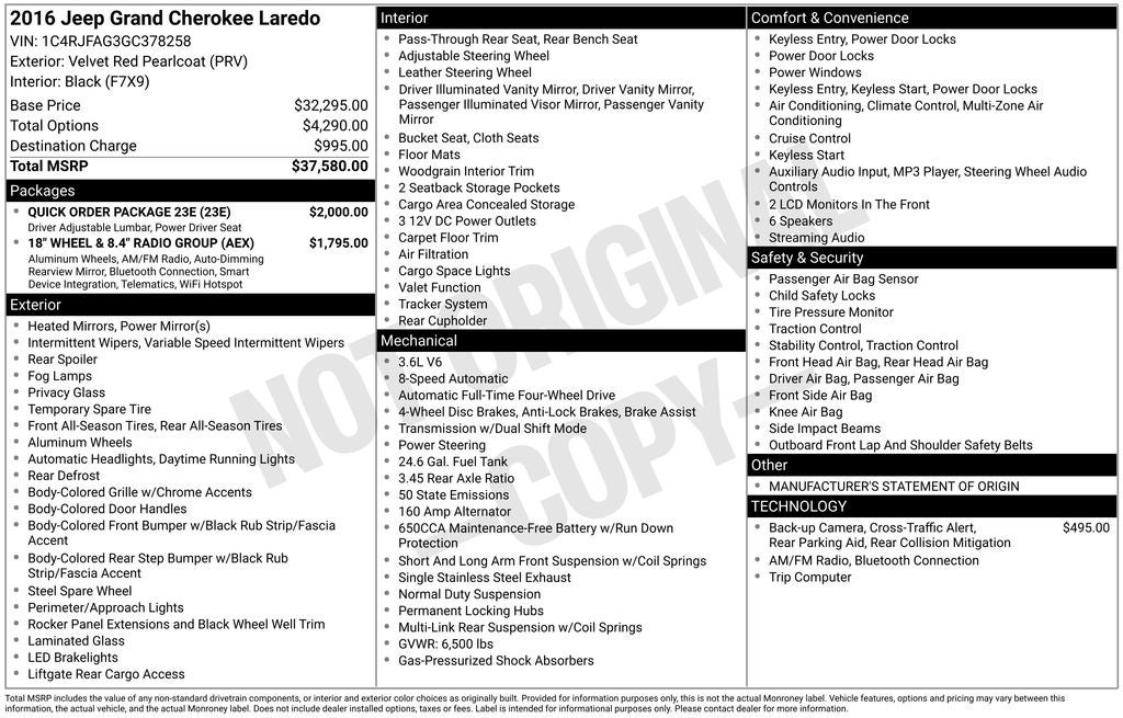 2016 Jeep Grand Cherokee Laredo