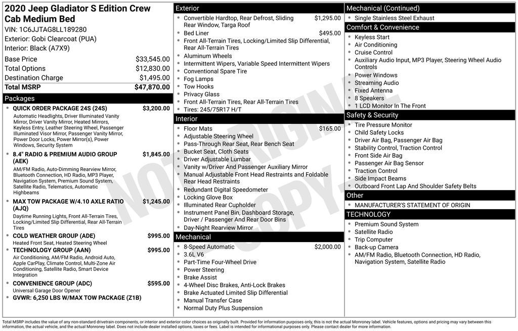 2020 Jeep Gladiator Sport