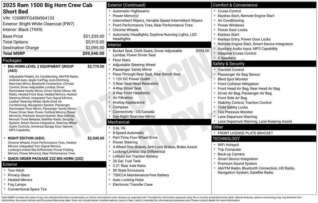 2025 RAM 1500 Big Horn/Lone Star