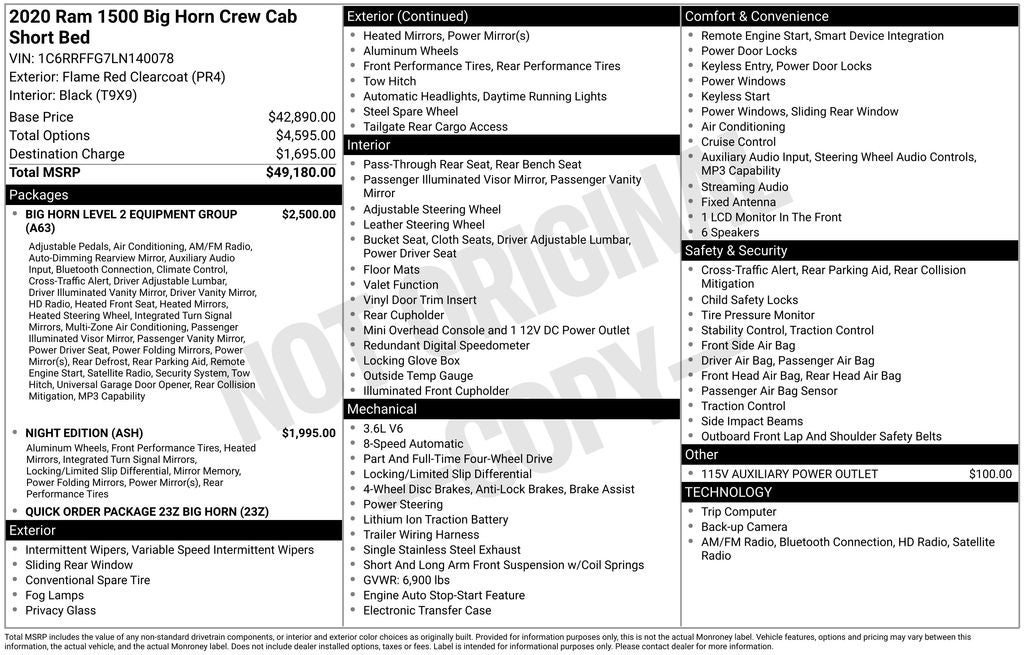 2020 RAM 1500 Big Horn/Lone Star
