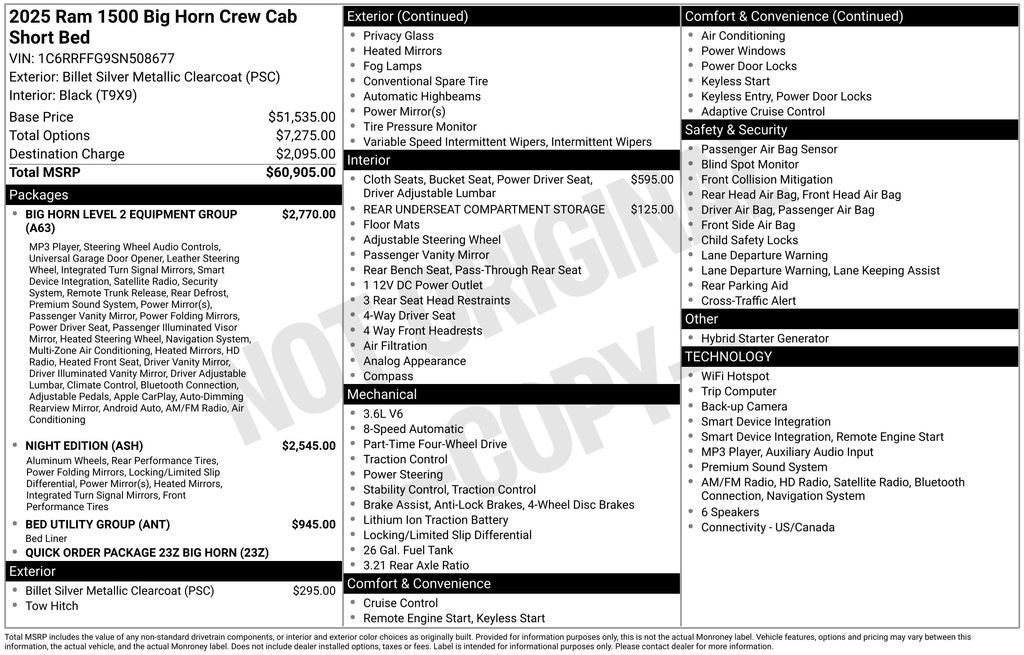2025 RAM 1500 Big Horn/Lone Star