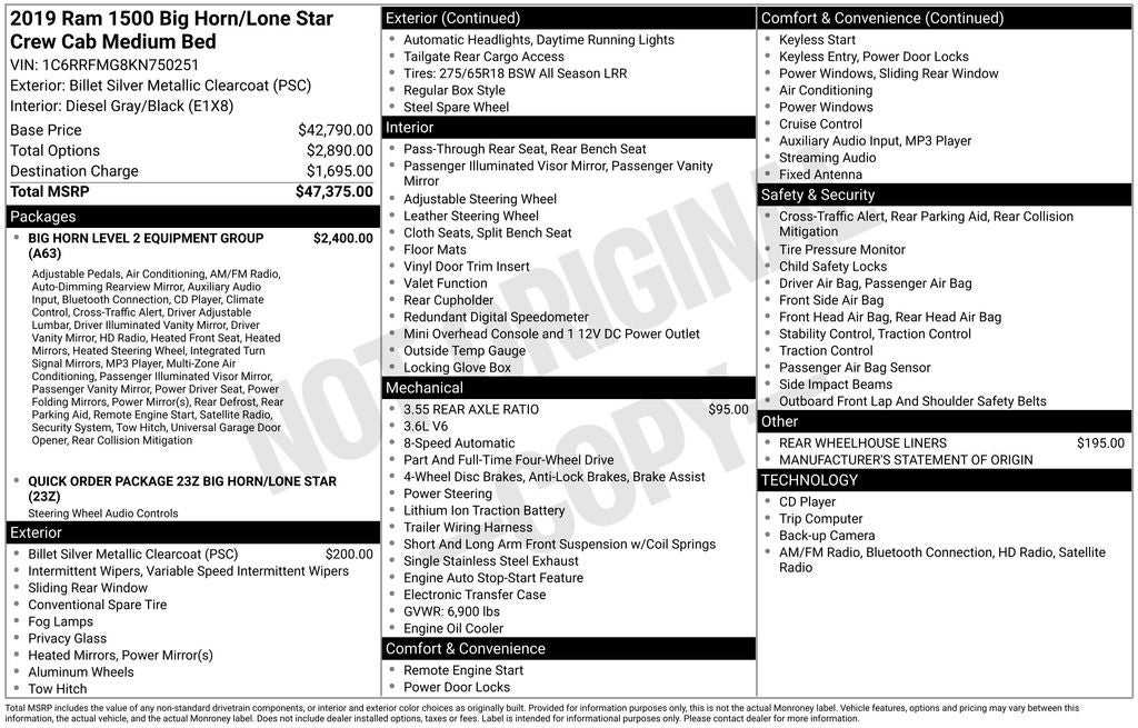 2019 RAM 1500 Big Horn/Lone Star