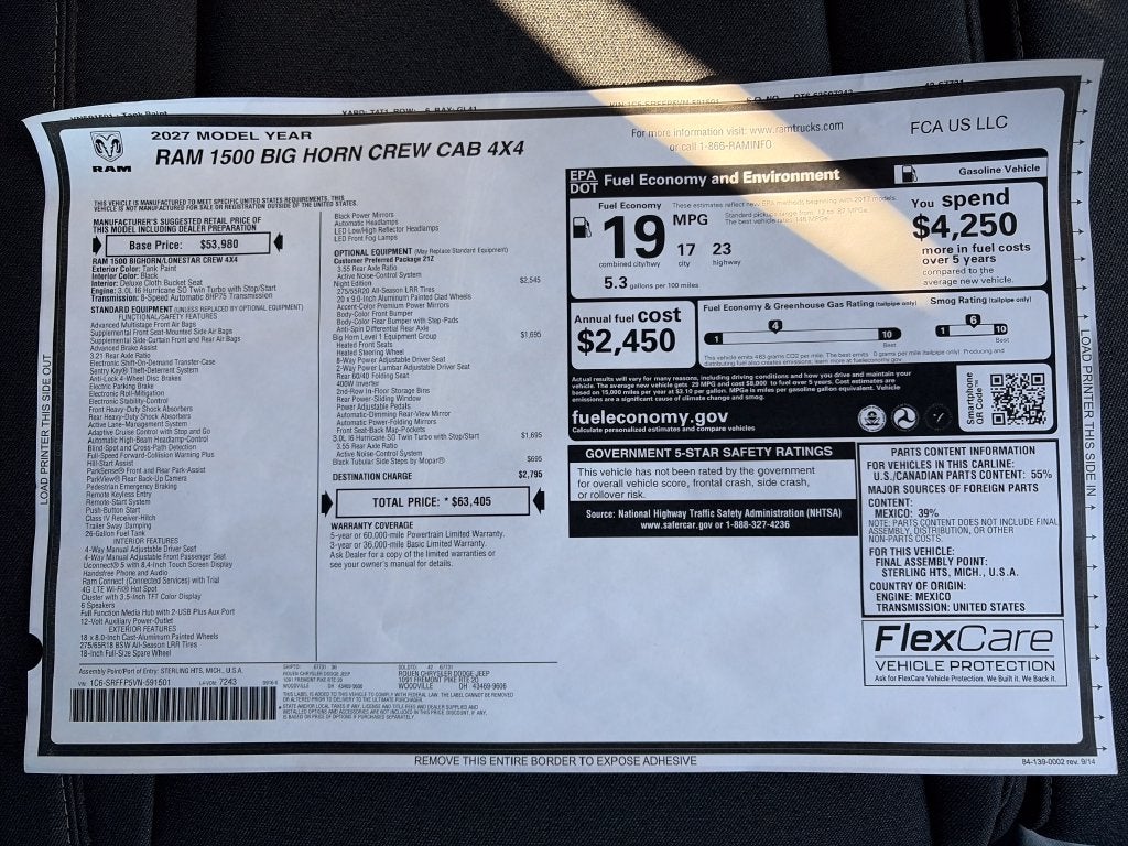 2027 RAM 1500 Big Horn/Lone Star