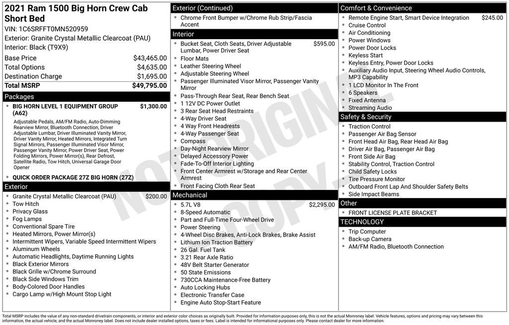 2021 RAM 1500 Big Horn/Lone Star