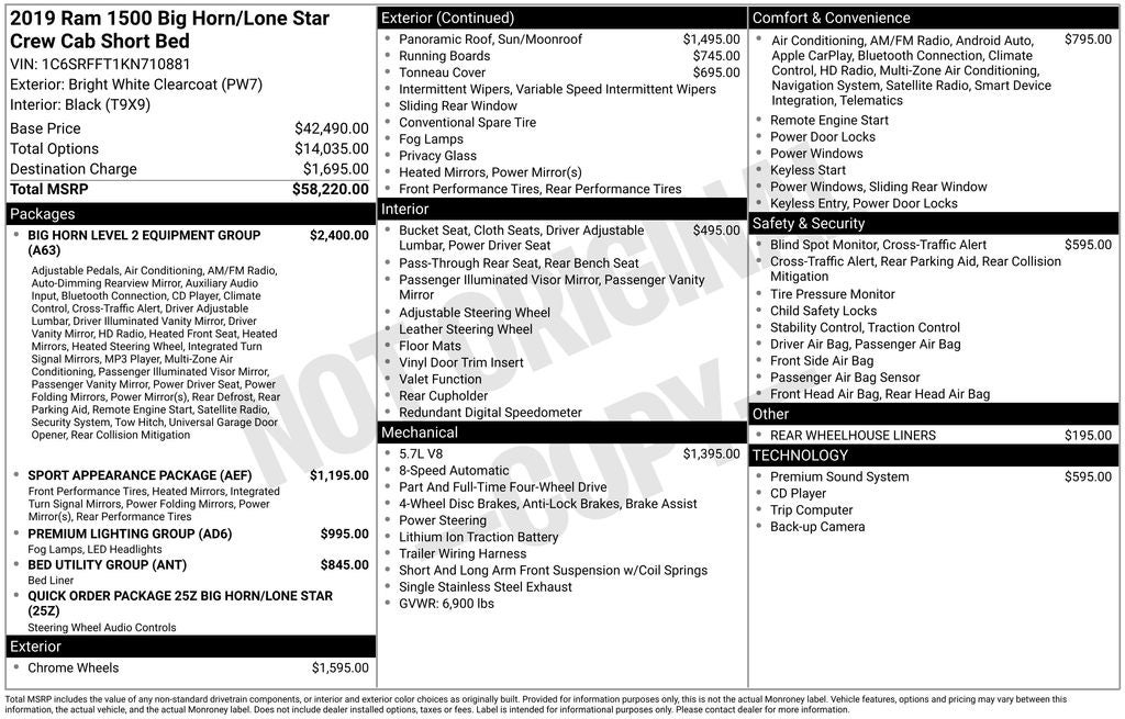 2019 RAM 1500 Big Horn/Lone Star
