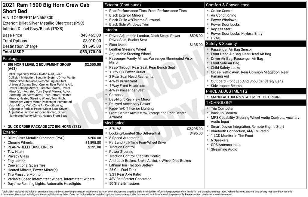 2021 RAM 1500 Big Horn/Lone Star