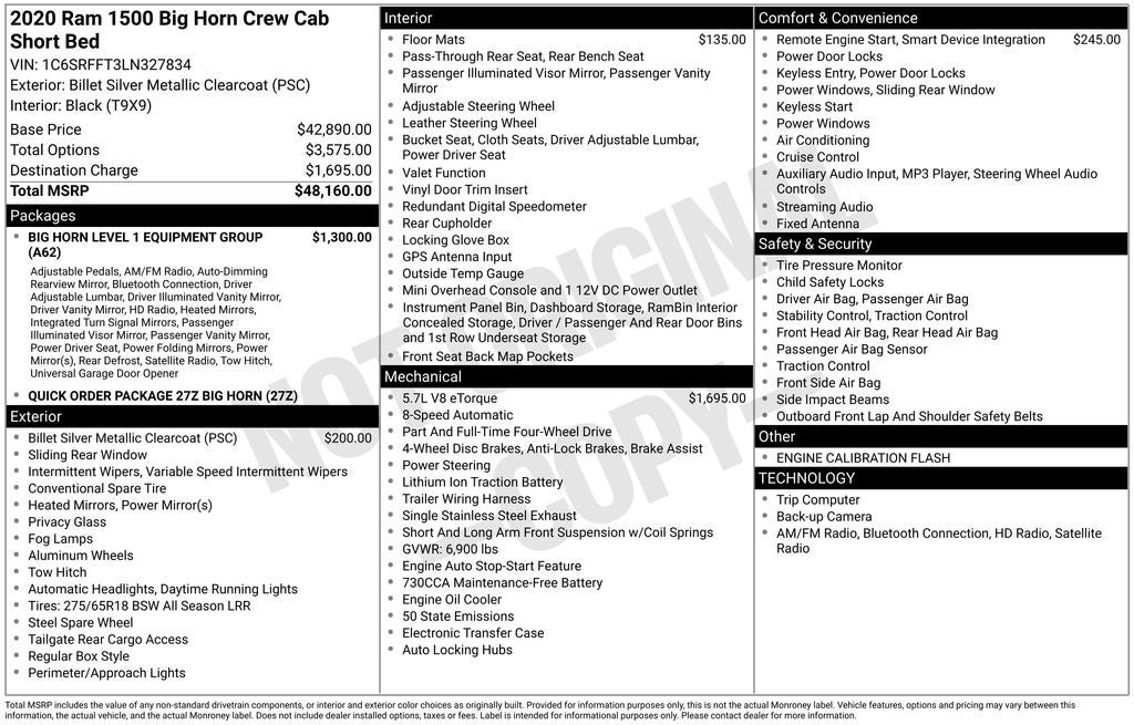 2020 RAM 1500 Big Horn/Lone Star