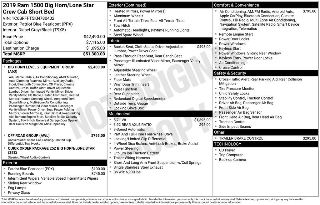 2019 RAM 1500 Big Horn/Lone Star