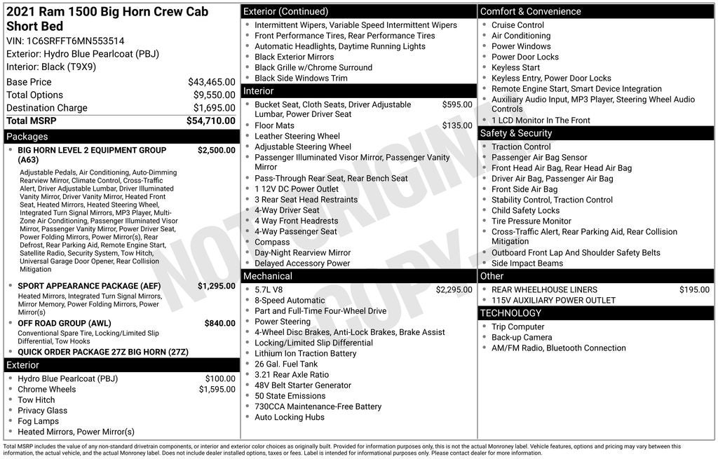2021 RAM 1500 Big Horn/Lone Star