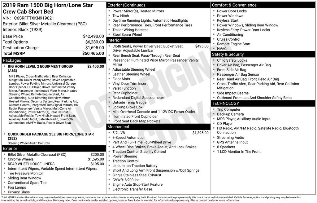 2019 RAM 1500 Big Horn/Lone Star