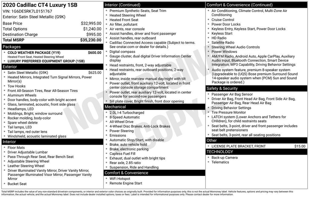 2020 Cadillac CT4 Luxury