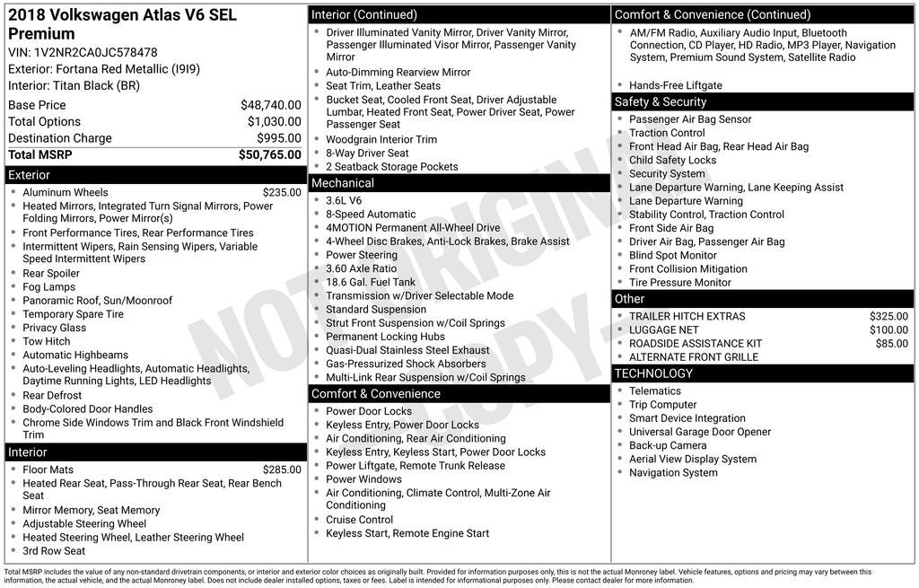 2018 Volkswagen Atlas SEL Premium 4Motion