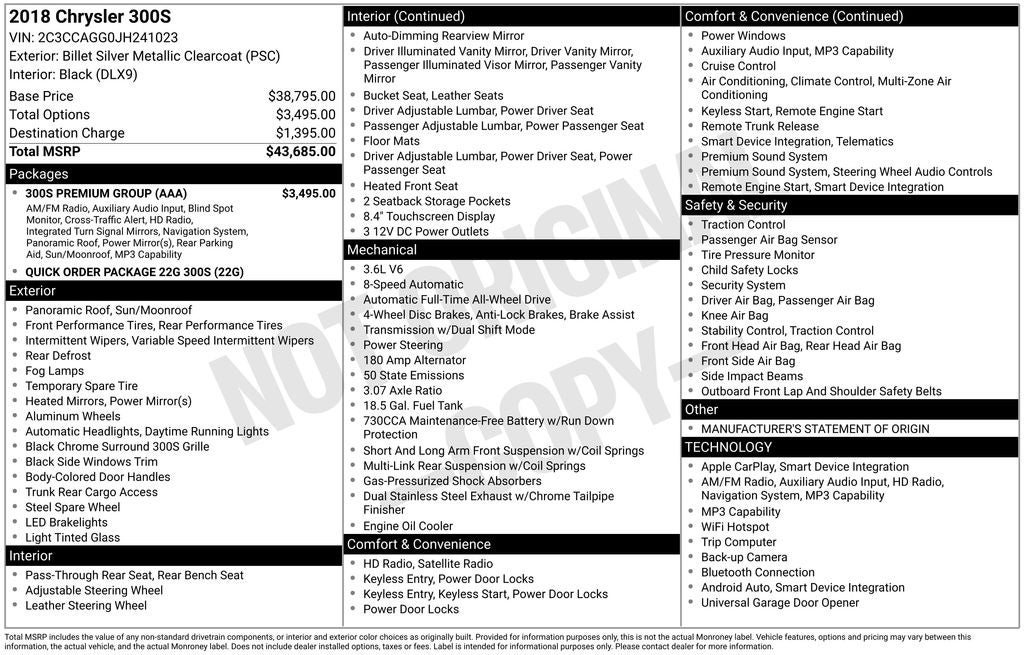 2018 Chrysler 300 S