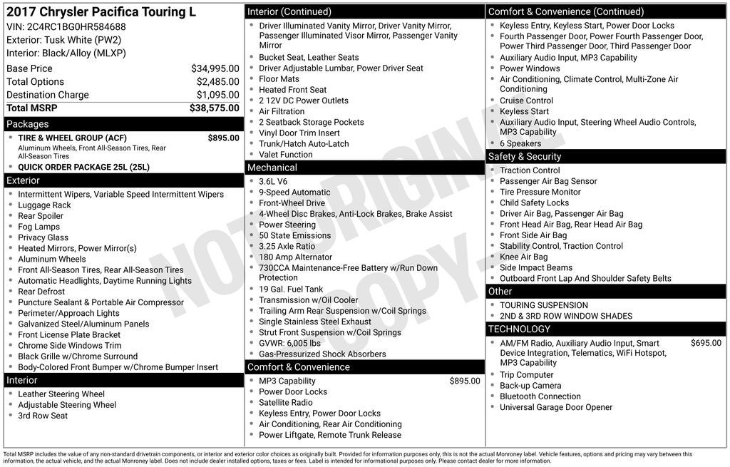 2017 Chrysler Pacifica Touring L