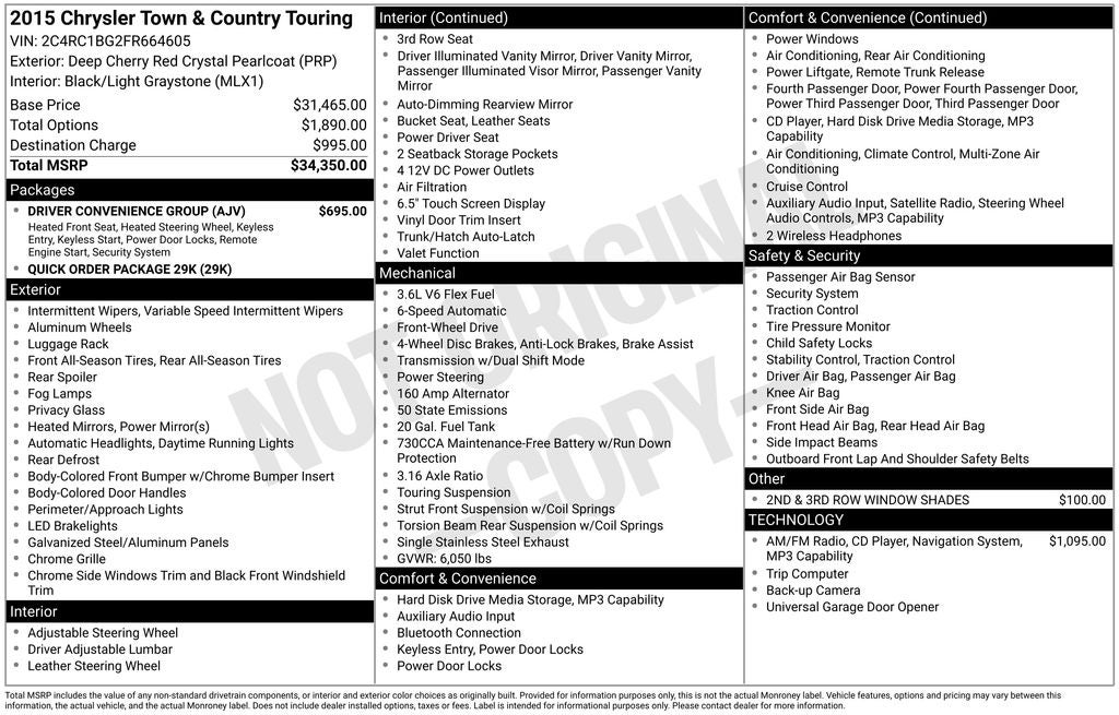 2015 Chrysler Town & Country Touring