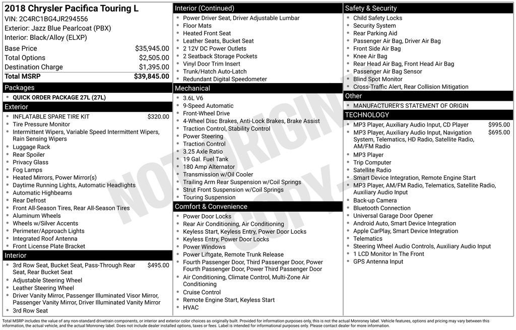 2018 Chrysler Pacifica Touring L