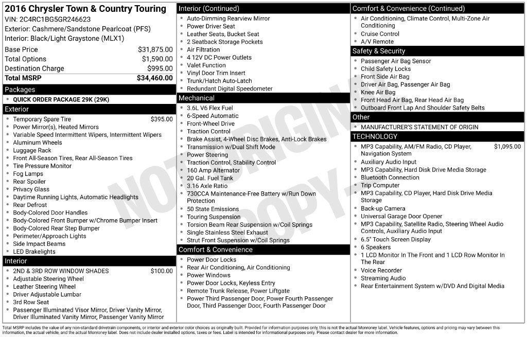 2016 Chrysler Town & Country Touring