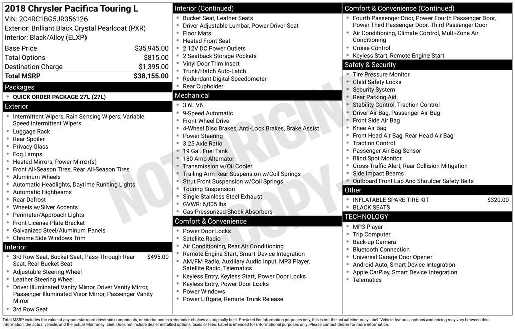 2018 Chrysler Pacifica Touring L