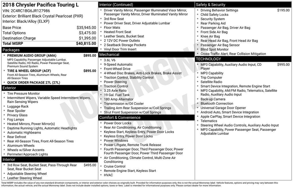 2018 Chrysler Pacifica Touring L