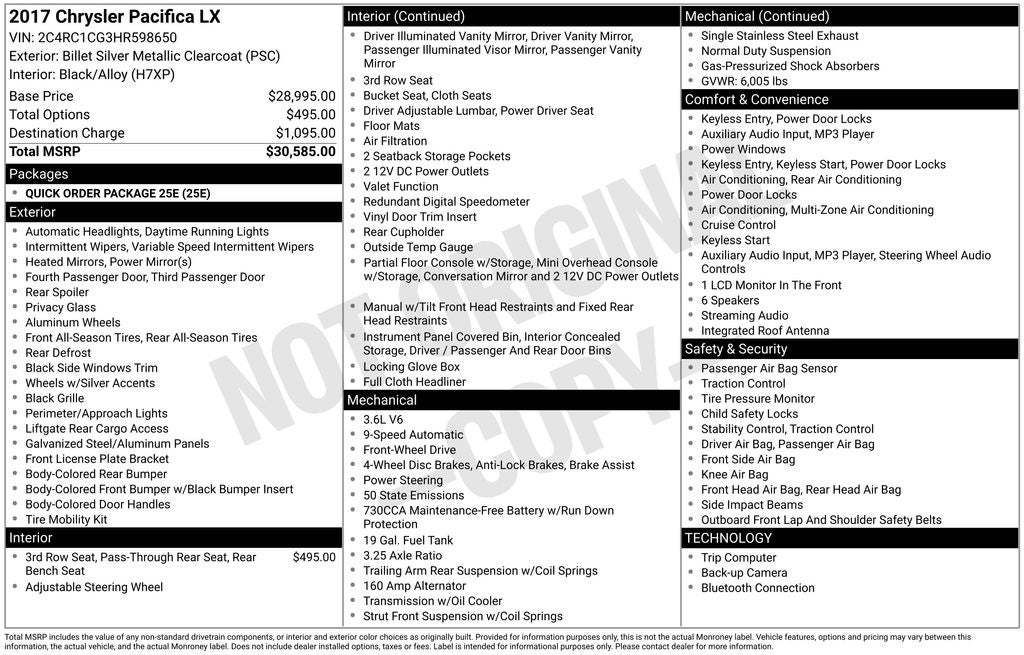 2017 Chrysler Pacifica LX