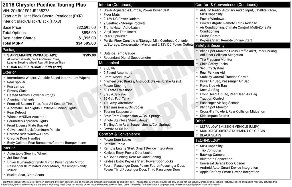 2018 Chrysler Pacifica Touring Plus