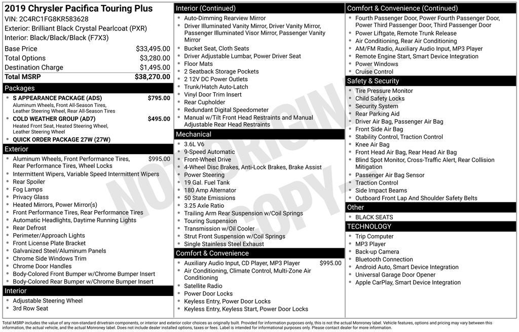 2019 Chrysler Pacifica Touring Plus