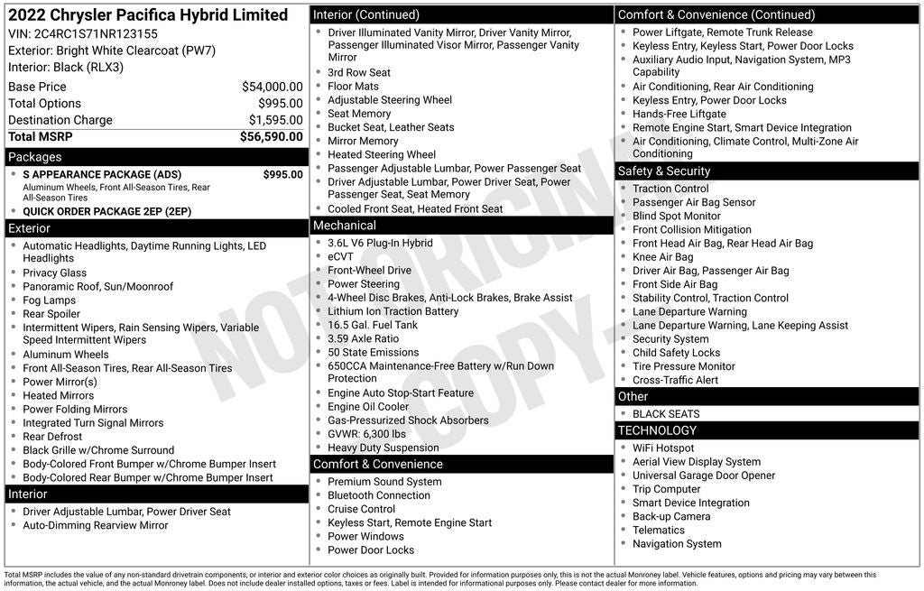 2022 Chrysler Pacifica Hybrid Limited