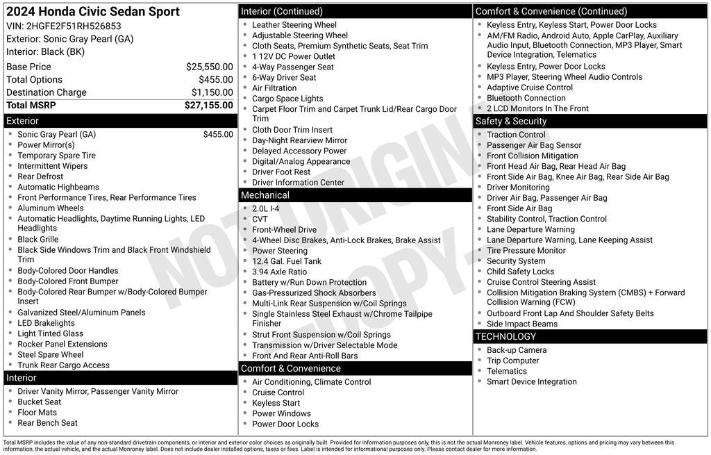2024 Honda Civic Sport