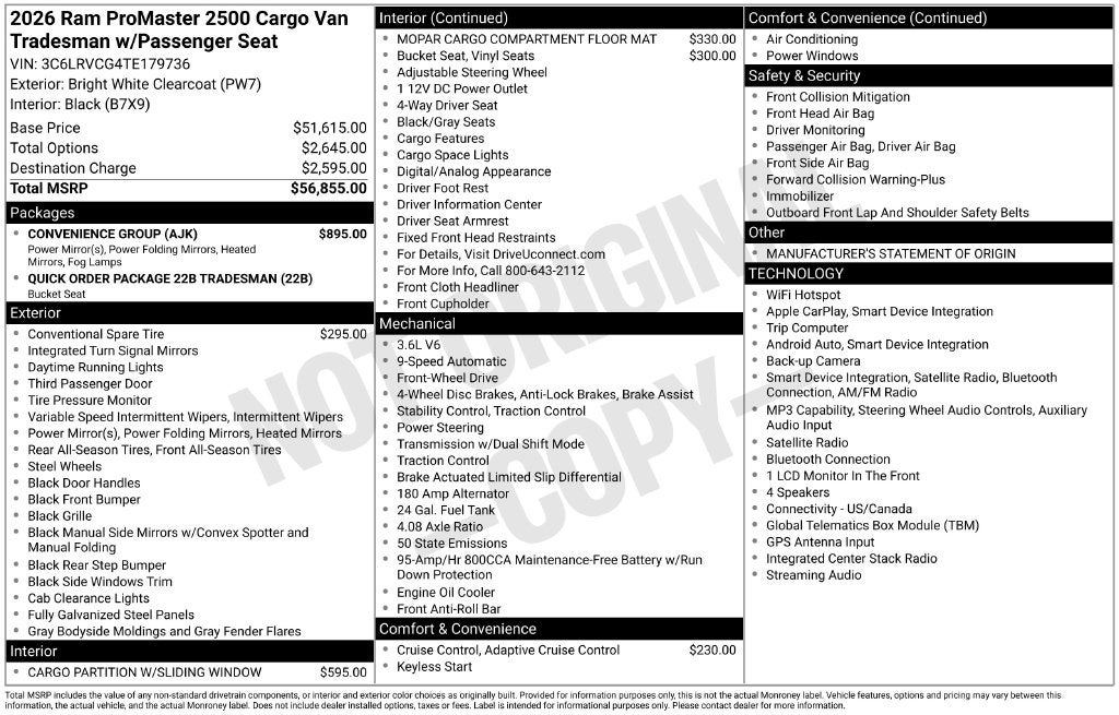 2026 RAM ProMaster 2500 High Roof