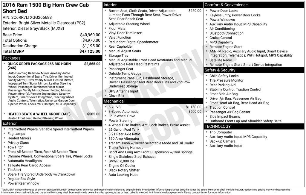 2016 RAM 1500 Big Horn