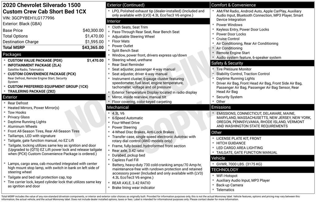 2020 Chevrolet Silverado 1500 Custom