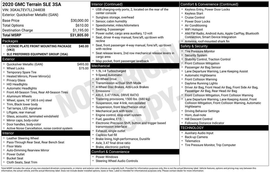 2020 GMC Terrain SLE