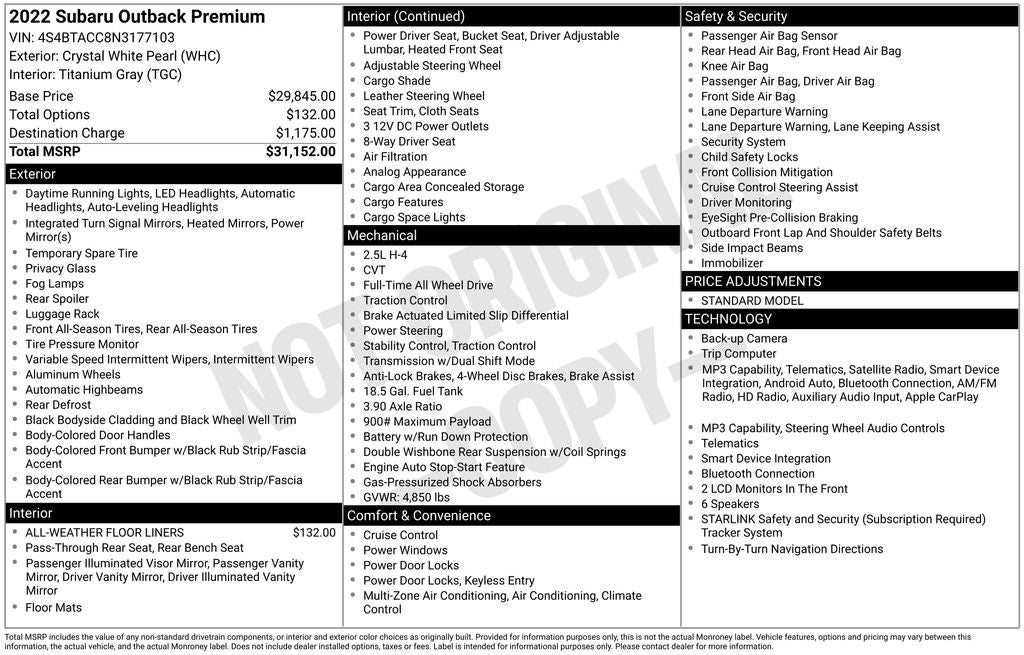 2022 Subaru Outback Premium