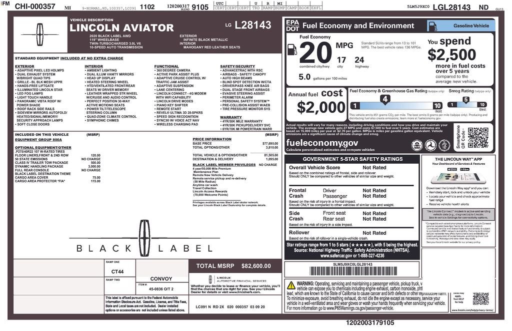 2020 Lincoln Aviator Black Label