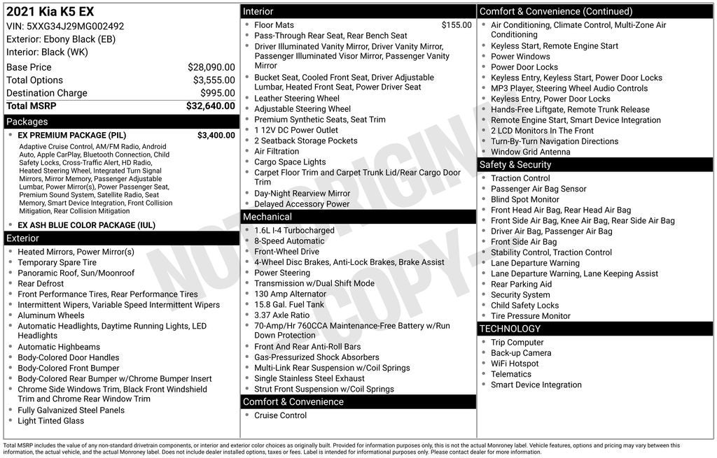 2021 Kia K5 EX
