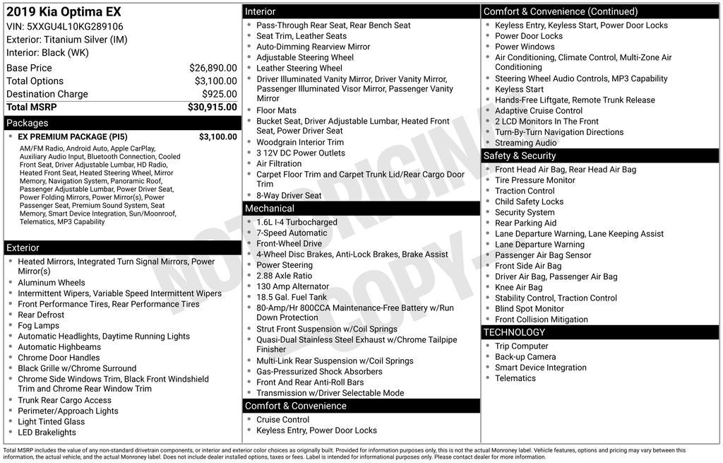 2019 Kia Optima EX Turbo